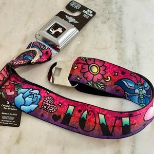 🐶🐶Multicolor TATTOO Print Seatbelt Buckle DOG COLLAR Size Large